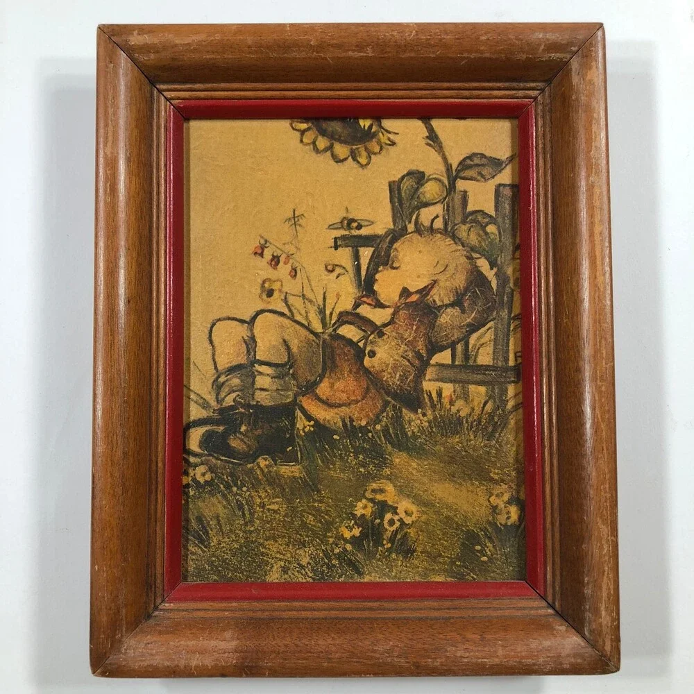 Lot of 4 Bonnie Belgium Signed Framed Drawings of Children Yellow 8